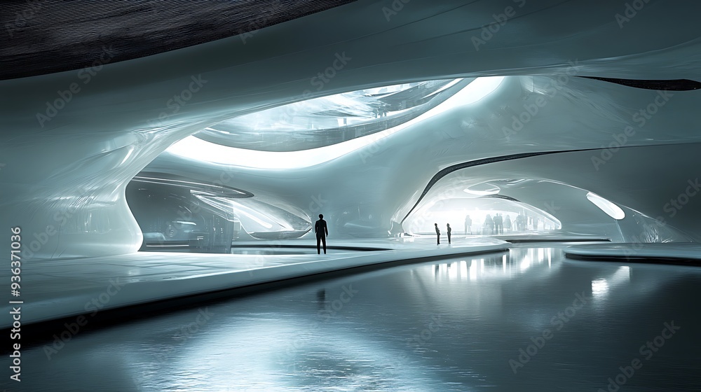Poster a futuristic space colony with digital terraforming and augmented reality habitat simulations