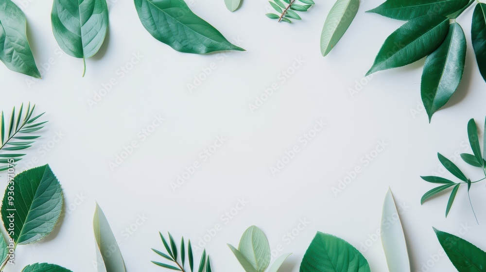 Poster a minimalistic layout featuring a green foliage border around a blank space, perfect for adding pers