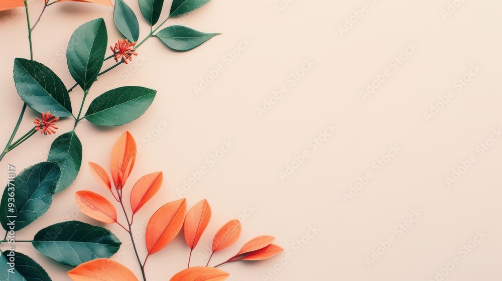 Poster a modern design with an orange foliage border and plenty of copy space, perfect for adding text or o