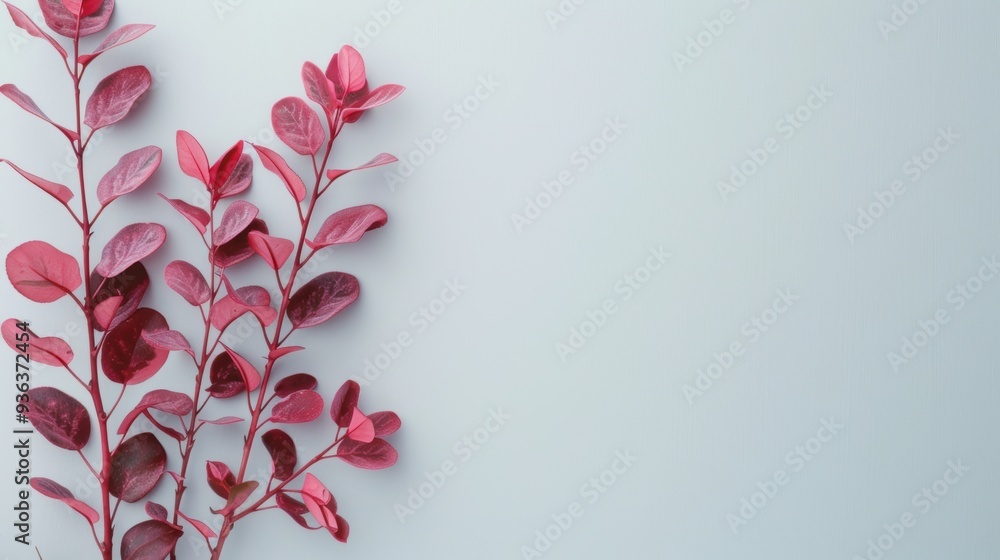 Poster a minimalistic design featuring a purple foliage border with ample copy space, perfect for creating 