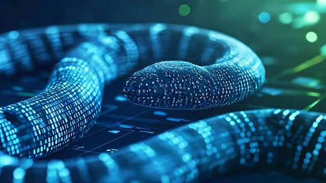 2025 symbol Blue Digital Snake on Tech Background