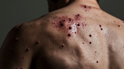 Naklejka premium Close-Up of Monkeypox Virus Infection on a Person's Back