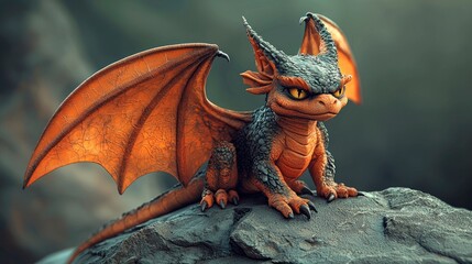 Cute Baby Dragon Sitting on