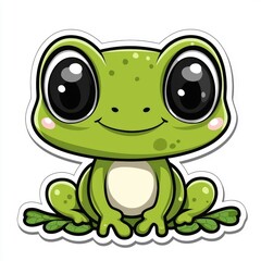 Fototapeta premium Cute Cartoon Frog with Big