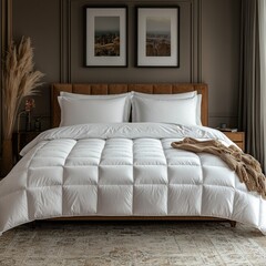 Obraz premium Classic bed with pillow and throw created with generated ai