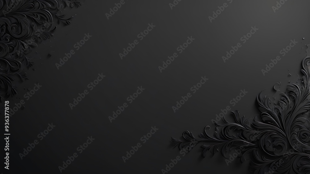 Poster elegant black background with intricate floral patterns creating a sophisticated and luxurious desig