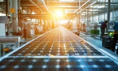 Video of a Solar Panel Manufacturing Line in a Modern Industrial Factory