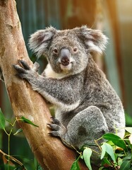 Obraz premium Koala im grünen Wald: Eukalyptusgenuss in der Natur