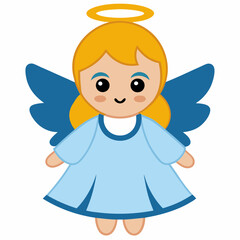 Christmas Blue Angel Vector Illustration