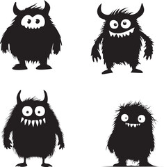 Cute monster silhouette vector