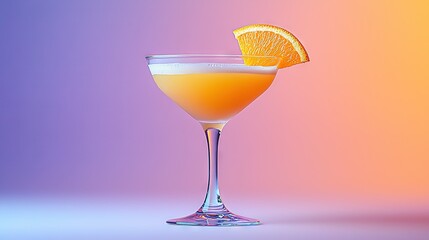  A drink in a glass with an orange slice on the rim