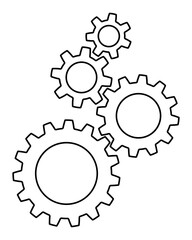 Gear wheel outline icon. Customisation of a gear wheel. Three gears isolated on white background. Gear wheel sign concept.