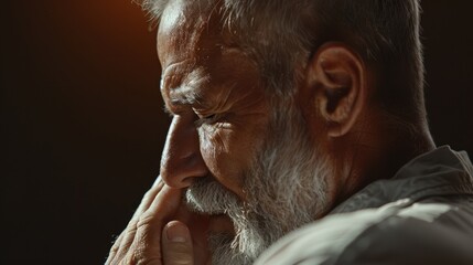 The elderly man thinking