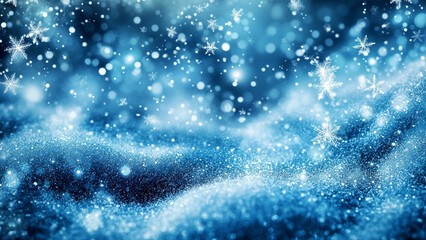 Icy Blue Gradient with Swirling Snow and Magic