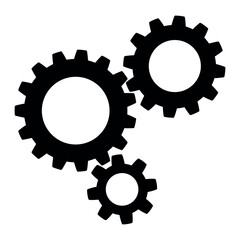 Gear wheel icon. Customisation of a gear wheel. Three gears isolated on white background. Gear wheel sign concept.