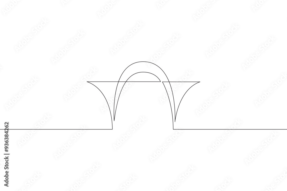 Poster continuous one line drawing bridge logo. architecture. bridge over the river.one continuous line iso