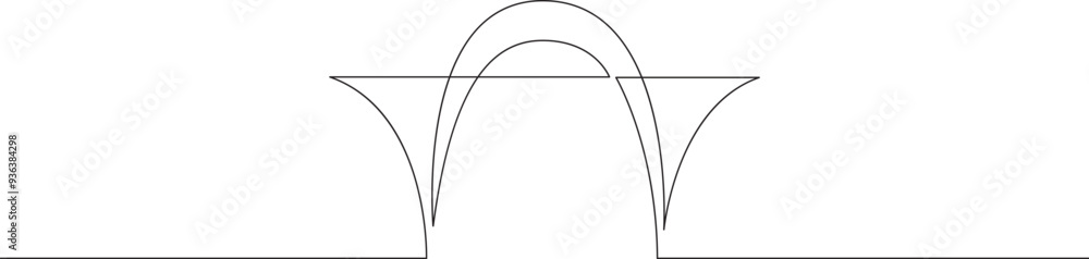 Poster continuous one line drawing bridge logo. architecture. bridge over the river.one continuous line iso