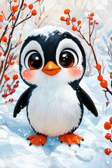 Fototapeta premium Cute Penguin in Winter