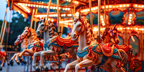 Fototapeta premium Children's carousels amusement park