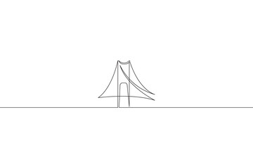 Continuous one line drawing bridge logo. Architecture. Bridge over the river.One continuous line isolated minimal illustration.