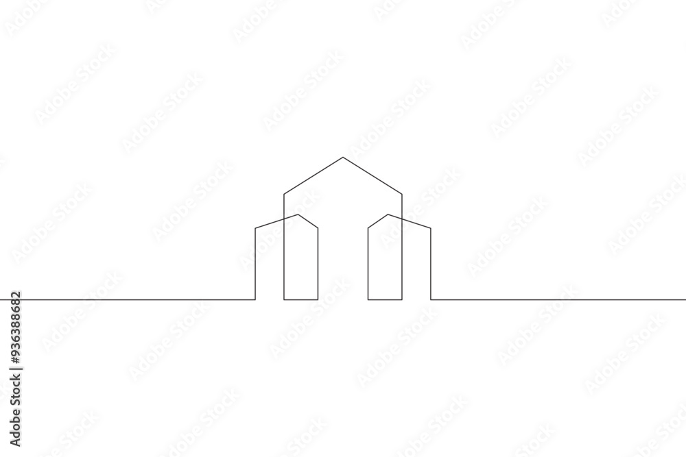 Poster continuous one line drawing bridge logo. architecture. bridge over the river.one continuous line iso