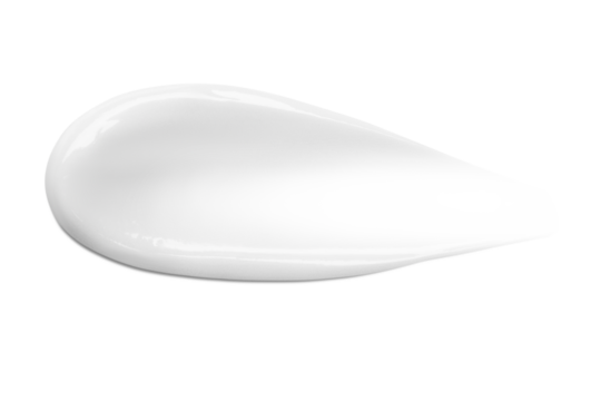 .A smear of cream on a blank background