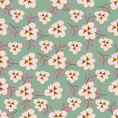 seamless vintage flower pattern on navy background