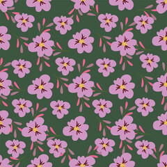 seamless vintage flower pattern on navy background