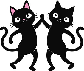 create    cute cat Full Body  vector style silhouette with white background