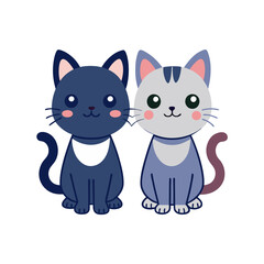 create    cute cat Full Body  vector style silhouette with white background