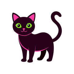 create    cute cat Full Body  vector style silhouette with white background
