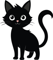 create    cute cat Full Body  vector style silhouette with white background