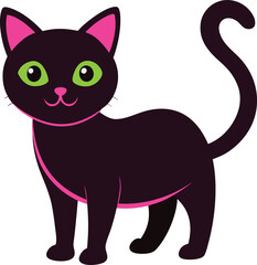create    cute cat Full Body  vector style silhouette with white background
