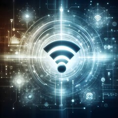 Fototapeta premium Illustration of wifi icon with electronic connections, concept of Wireless network and connection world