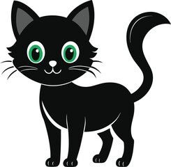 create    cute cat Full Body  vector style silhouette with white background