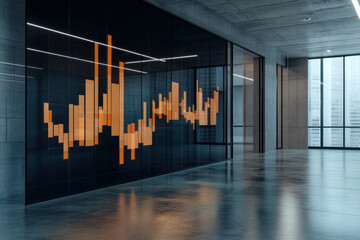 Modern office scene with floating graphs of inflation rates and interest rate adjustments, economic strategy, monetary influence