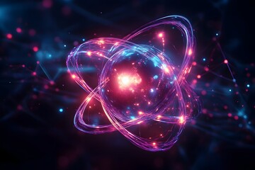 Visualizing the Atomic Structure with Vibrant Neon Energy Paths
