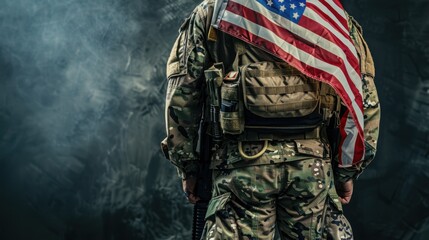 A Soldier with American Flag.