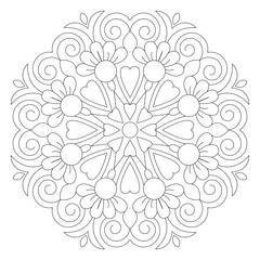 Round tattoo flower drawing mandala design coloring book page