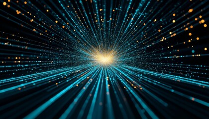 Fototapeta premium high-tech glowing sparkling tunnel lights, Data Transmission Highway, Digital Transformation Pathway, journey through a world of innovation and technology. database Energy Transfer and Flow. 