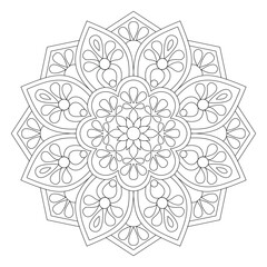 Easy mandalas, mandala coloring pattern for beginners, adults, seniors, coloring book page