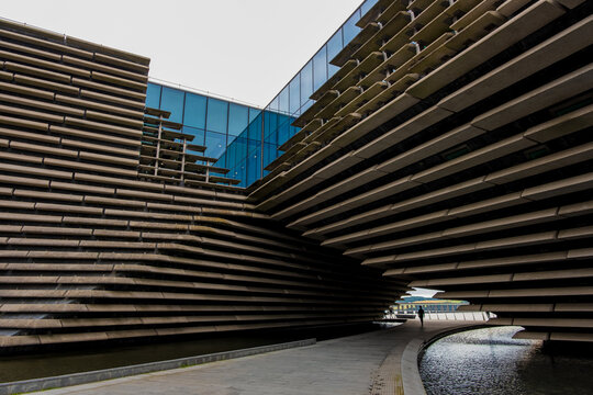 Dundee Scotland: 4th August 2024: V&A (V and A) Dundee exterior on a early summer morning