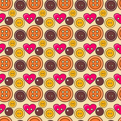 Fototapeta premium Seamless print pattern wallpaper background with drawn buttons vector illustration 
