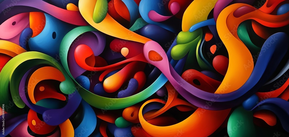 Poster a vibrant abstract design featuring colorful swirls and dynamic shapes for creative artistic backgro