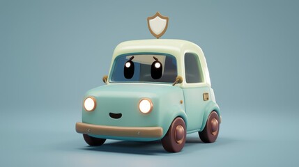 Obraz premium cute car with a shield on its head with colorful cars