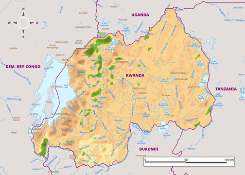 Detailed physical map of Serbia
