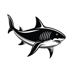 Obraz premium black and white sea fish silhouette on white background, Vector illustration, fish, icon, svg, characters, trendy Vector illustration