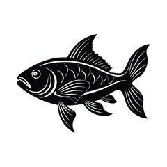 Fototapeta premium black and white sea fish silhouette on white background, Vector illustration, fish, icon, svg, characters, trendy Vector illustration