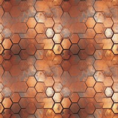 Copper metal surface seamless pattern. Copper texture background. Cuprum surface wallpaper. Digital artistic artwork raster bitmap illustration. Graphic design art. AI artwork.