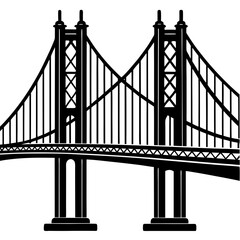 Obraz premium silhouette-of-a-large-suspension-bridge vector image
